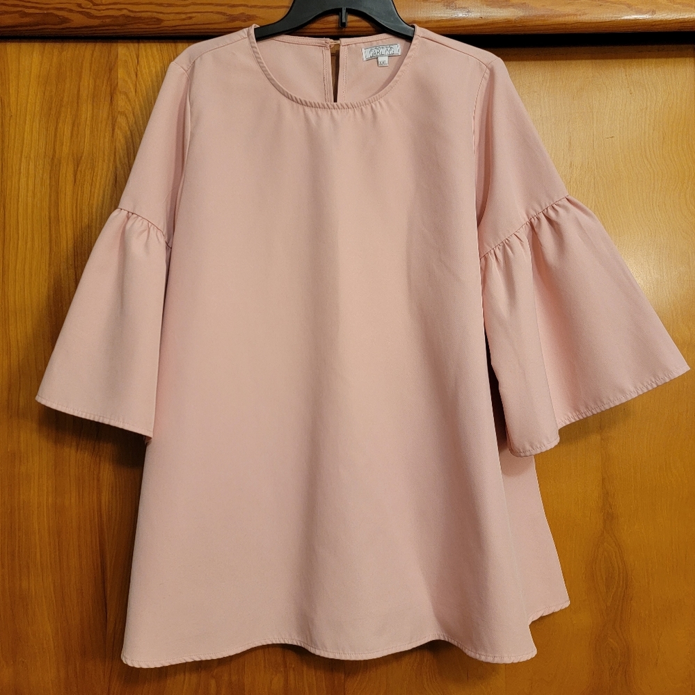 Light pink A Dip of Darling blouse with bell sleeves Size XXL